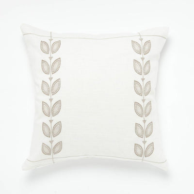 Hand Embroidered decorative cream linen cushion cover by Artha Collections
