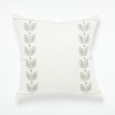Hand Embroidered cream linen cushion cover by Artha Collections