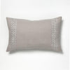 Hand Embroidered rectangular beige linen Throw Pillow by Artha Collections
