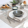 Beige linen placemt table setting by artha collections