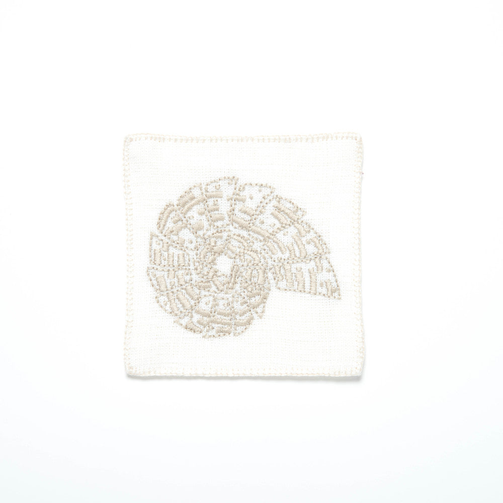 Hnad embroidered linen coaster set of 6 - Table linens from artha collections