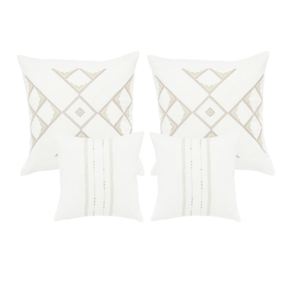 set of four cream linen decorative throw pillows by artha collections