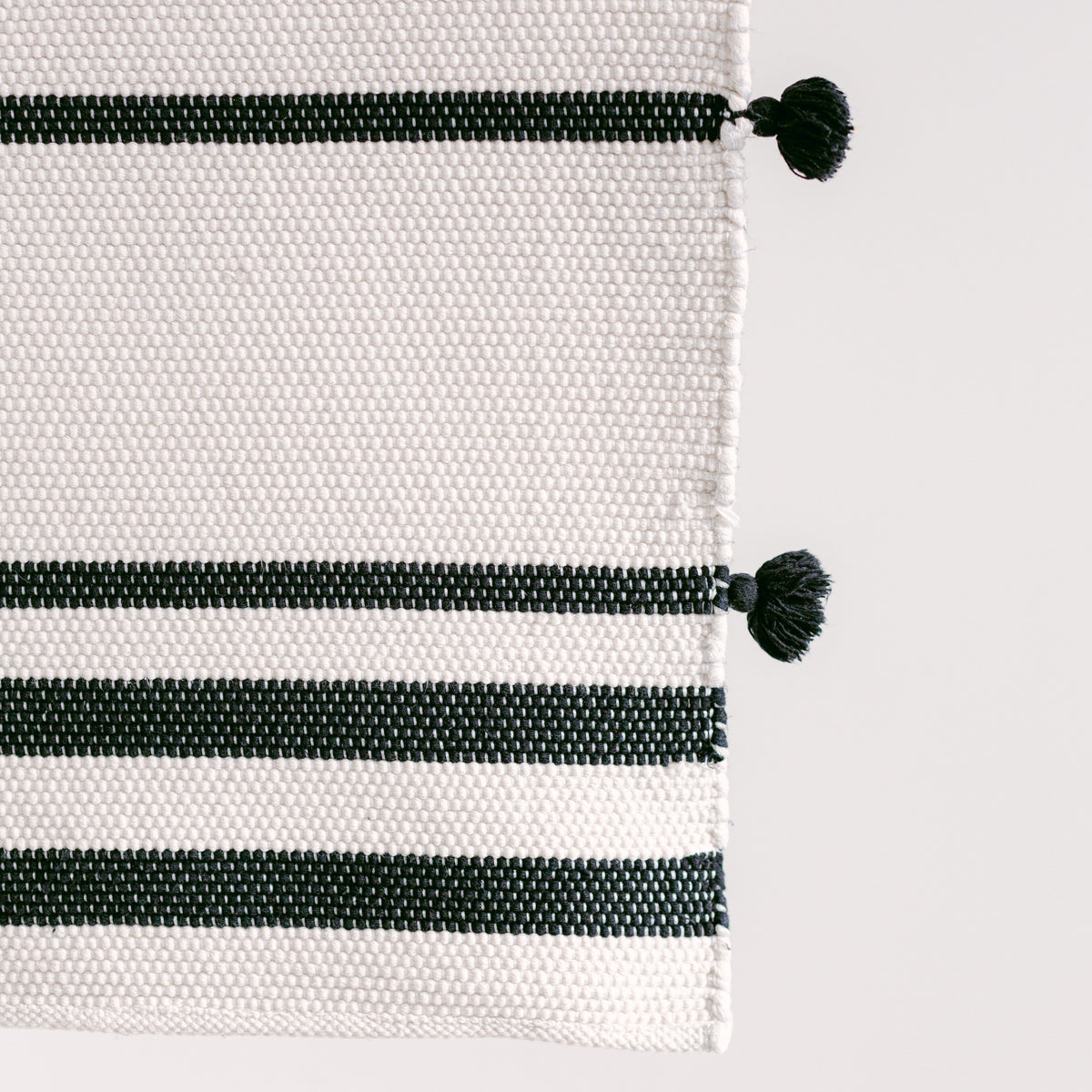 Handwoven Cotton Bath + Hand Towel Set - Black Stripe