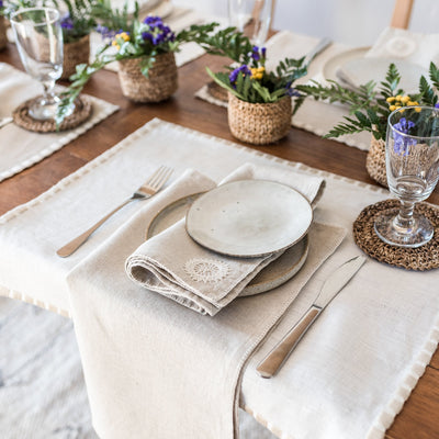 Hand Embroidered cloth napkins and Table Linens by Artha Collections