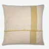 Square throw pillow organic cotton cream with yellow stripe design back view handwoven in bhutan from artha collections