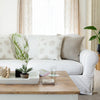 Handwoven cream cotton sofa throw with green design home decor from Artha Collections
