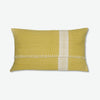 Rectangular throw pillow Organic cotton silk blend decorative pillow in bold yellow with a white stripe design from artha collections