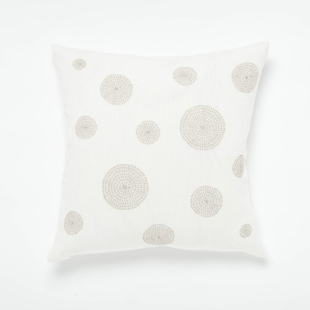 Hand Embroidered cream linen cushion cover by Artha Collections