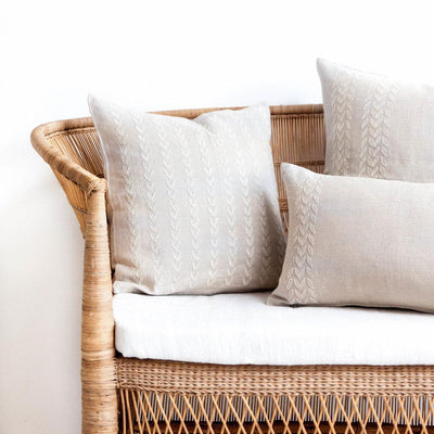 Hand Embroidered linen accent pillows by Artha Collections
