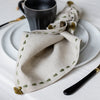 Beige linen dinner napkin sage green embroidery by artha collections