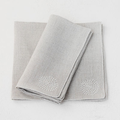 Hand embroidered beige linen napkin from artha collections