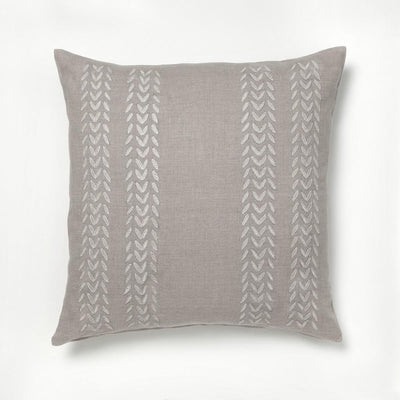 Beige linen throw pillow petal design from artha collections