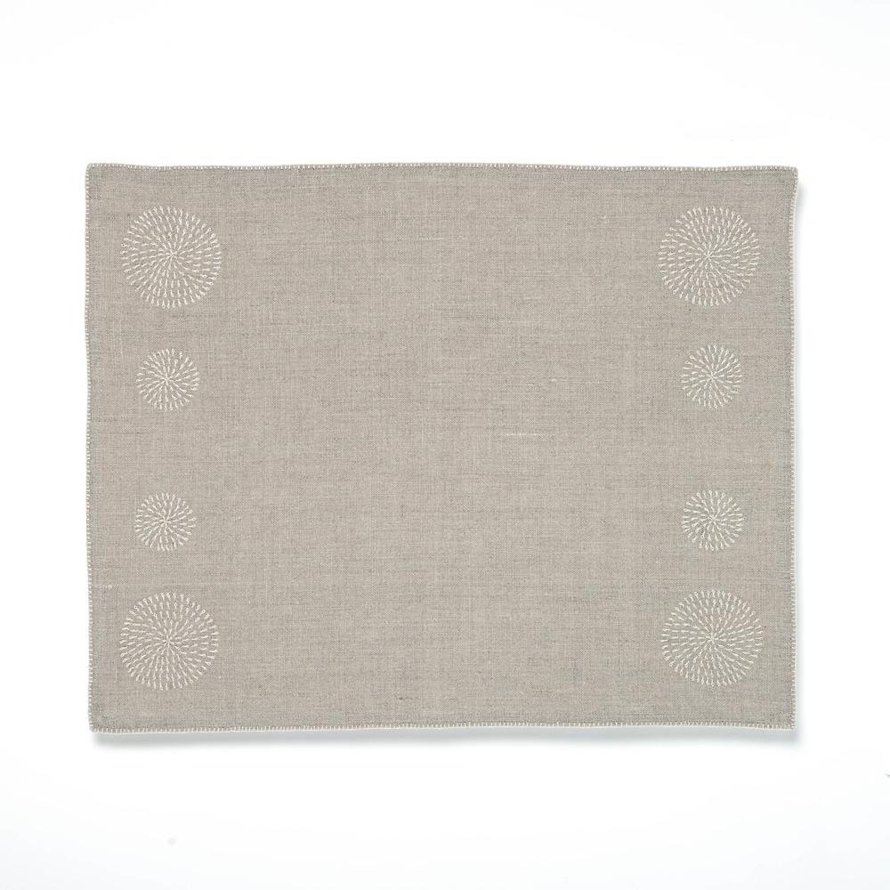 Beige linen hand embroidered placemat from Artha Collections