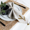 beige linen napkin with tassel table setting by artha collections