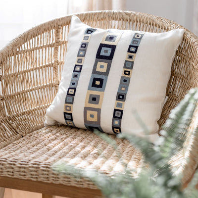 Hand embroidered with traditional geometric designs throw pillow by artha collections
